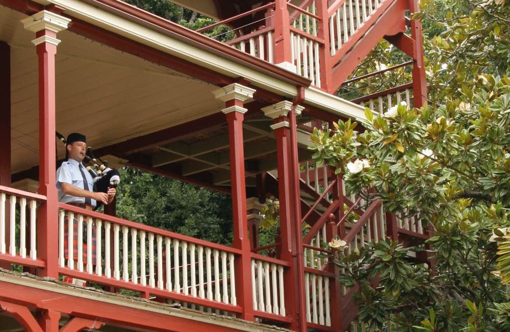 Piper on the verandah at Fairfield House, Nelson NZ