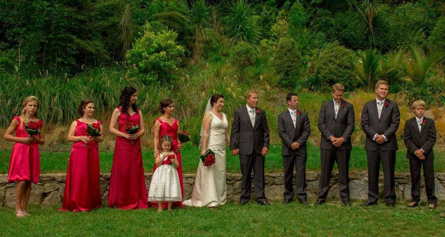 Nelson Wedding Ceremony outside at Fairfield House