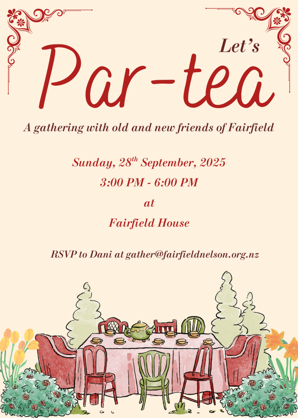 Pastel Green and Yellow Illustrative TEa Party Invitation